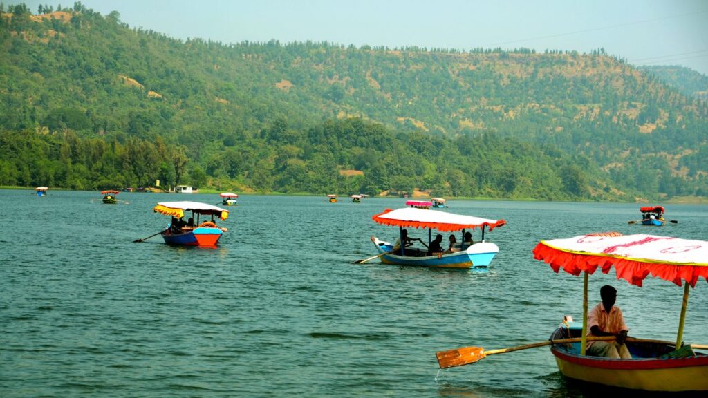 People bathing in Dudhani Lake