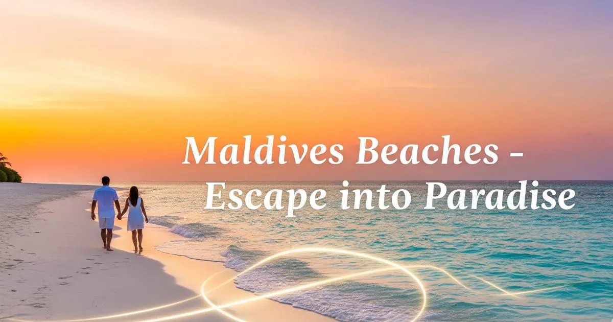 Beautiful Maldives Beaches with glowing water, white sand, and sunset view